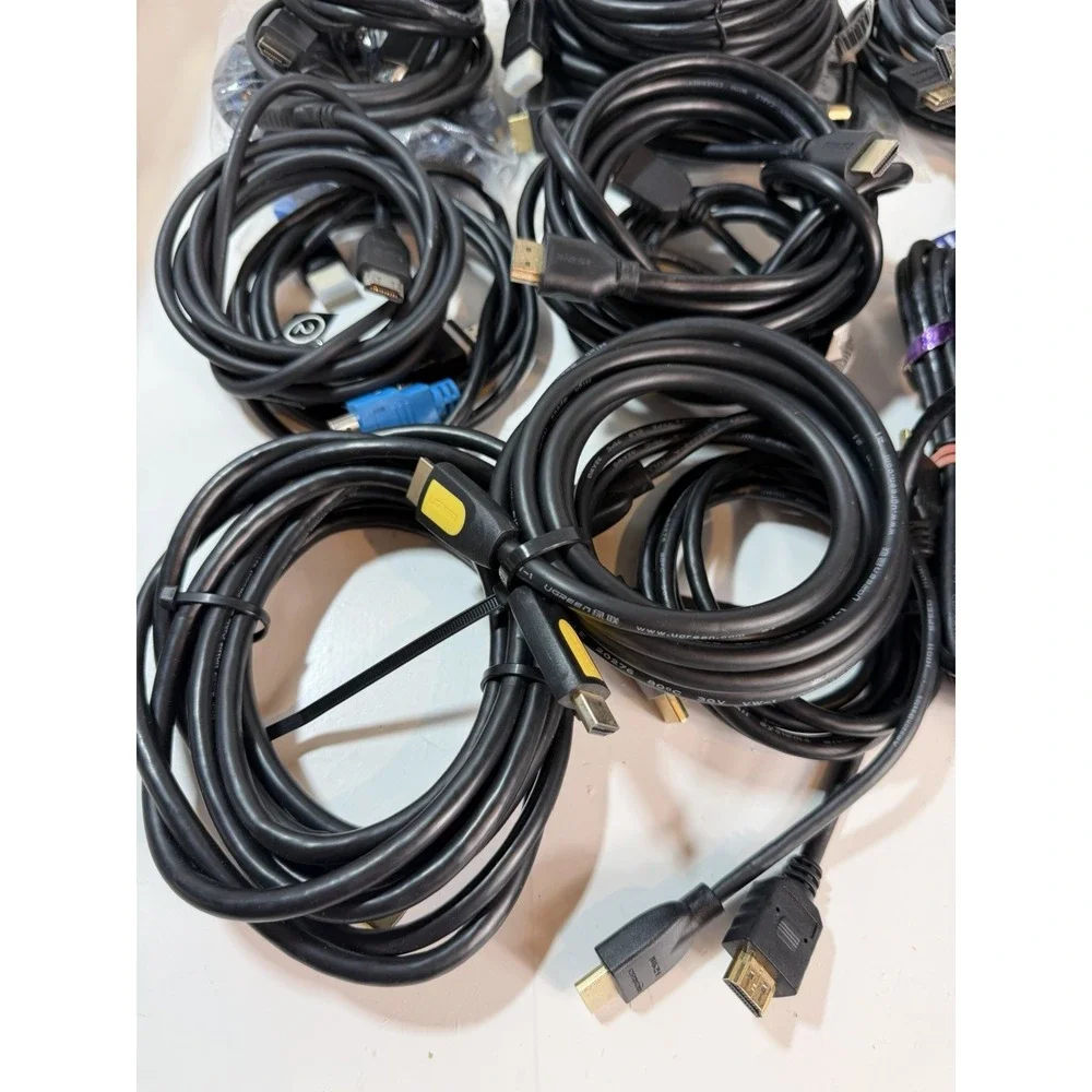 Lot of 35 Assorted HDMI Cables, Various Lengths and colors (Black, Gray, White)